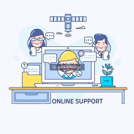 وکتور پس زمینه با طرح و مفهوم پشتیبانی آنلاین