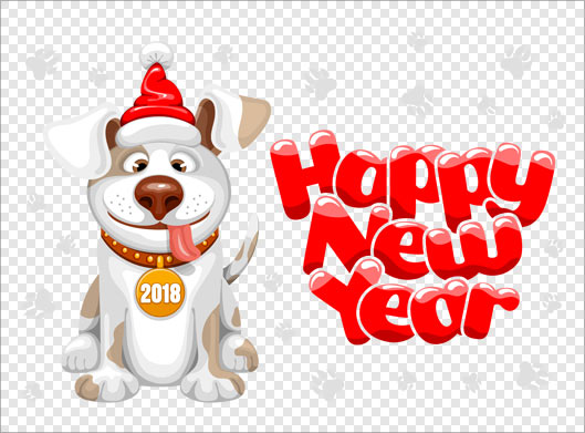 فایل دوربری شده و ترانسپرنت با طرح سگ و happynew year