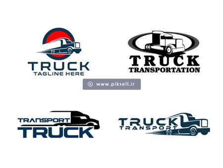 وکتور مجموعه چهار لوگو با طرح trunk و ماشین حمل بار