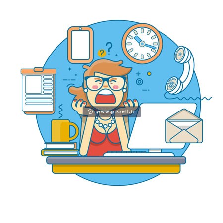 دانلود وکتور پس زمینه گرافیکی با طرح دختر عصابی و بیزی از کار