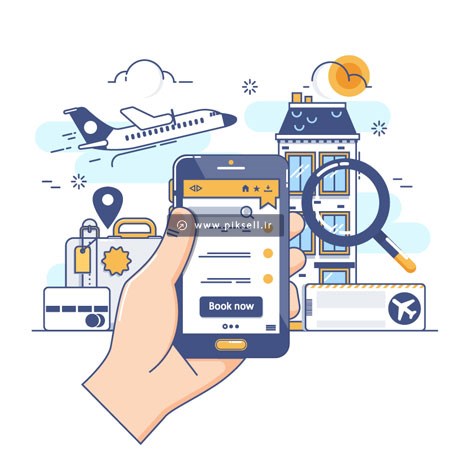 فایل گرافیکی با مفهوم ارتباطات و موبایل در سفر