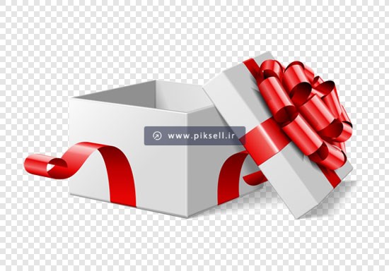 فایل دوربری شده png جعبه کادو با روبان های قرمز