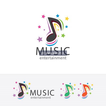 وکتور لوگو با طرح نت موسیقی و مفهوم music