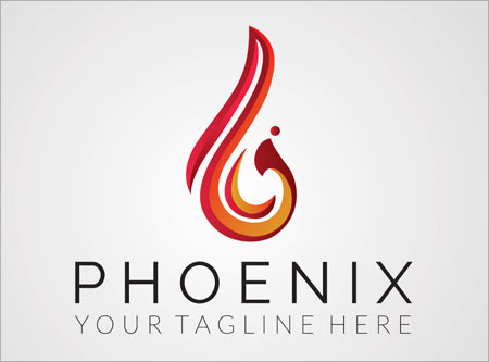 وکتور لوگوی لایه باز با طرح phoenix یا پرنده افسانه ای و ققنوس
