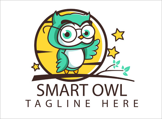 وکتور لایه باز لوگو با طرح جغد سبز یا smart owl