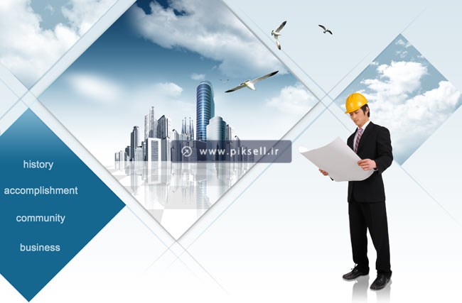 فایل psd لایه باز با طرح بنر مهندس ساختمان و فضای شهری