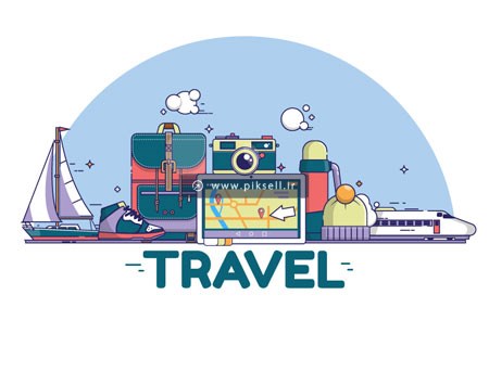 وکتور مجموعه المان های لایه باز با مفهوم travel