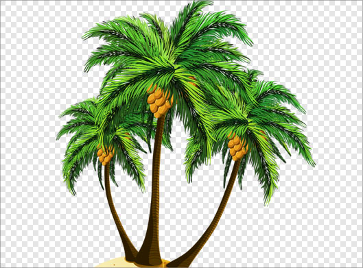 طرح کارتونی دوربری شده درخت های نارگیل در جزیره