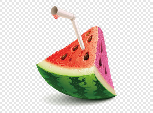 فایل png یک قاچ از هندوانه با نی داخل آن