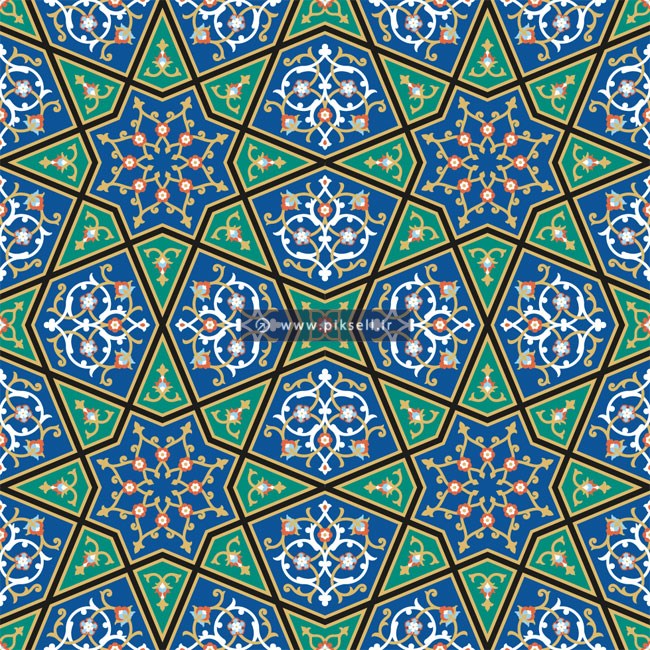 طرح وکتور لایه باز پترن و بکگراند تذهیبی
