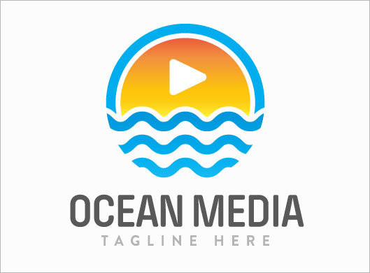 وکتور لایه باز لوگو با طرح اقیانوس و دریا و media
