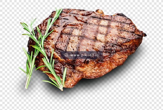 فایل ترانسپرنت و دوربری شده تکه گوشت سرخ شده