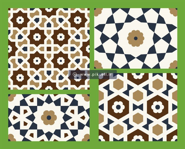 وکتور لایه باز مجموعه پترن و پس زمینه کاشیکاری