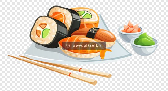 فایل دوربری شده و کارتونی غذاهای چینی (سوشی) با فرمت png