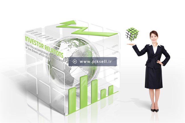 فایل psd با طرح لایه باز مکعب آماری سه بعدی