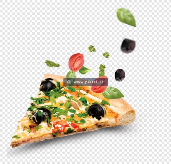 تصویر دوربری شده یک تکه از پیتزا با پسوند png