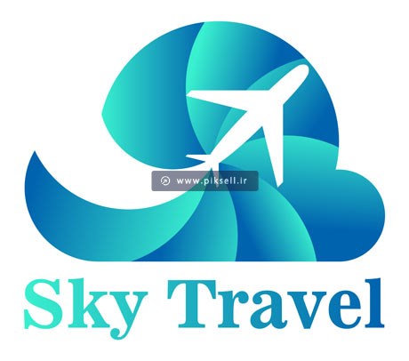 دانلود وکتور لوگو با طرح هواپیما و سفر به ابرها (sky travel)