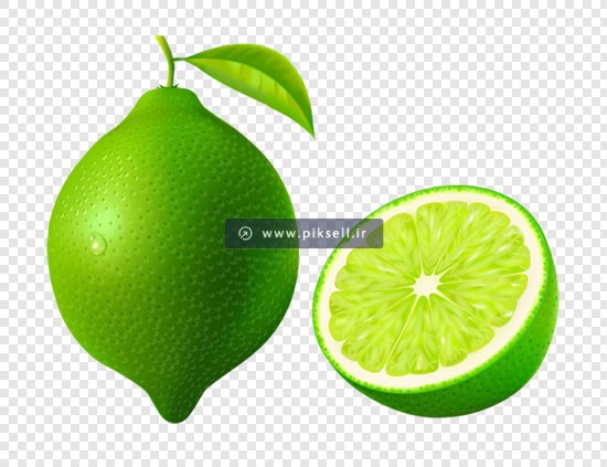 فایل png و ترانسپرنت لیمو ترش سبز رنگ بصورت قاچ شده