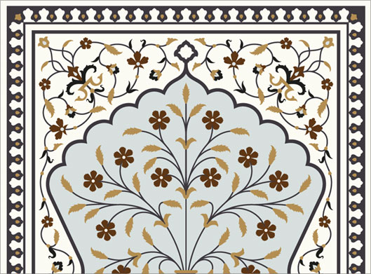 وکتور طرح محرابی درخت (کاشیکاری تذهیبی مساجد)