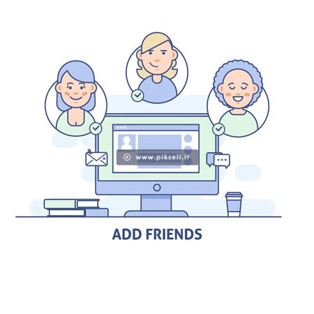 وکتور پس زمینه با طرح اضافه کردن دوست در اینترنت