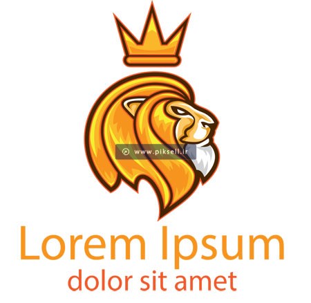 فایل لایه باز لوگو با طرح شیر جنگل و تاج طلایی