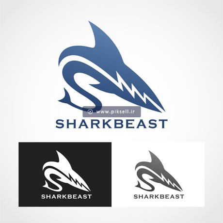 وکتور لوگوی لایه باز با طرح کوسه یا وال یا Sharkbeast