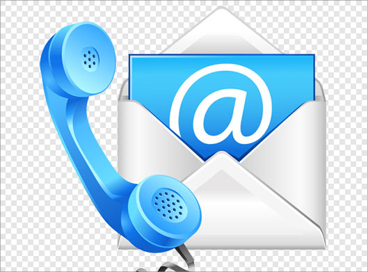 تصویر دوربری شده نماد با طرح تلفن و پاکت نامه یا ایمیل