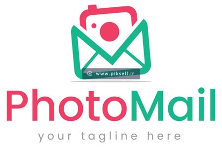 وکتور لوگوی لایه باز با طرح عکاسی و ایمیل با مفهوم photomail
