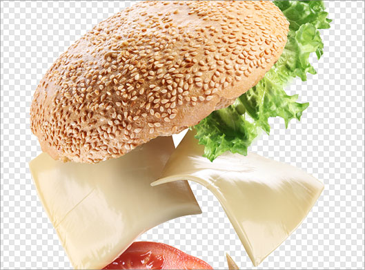 فایل دوربری شده و png همبرگر از هم پاشیده
