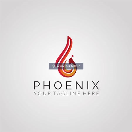 وکتور لوگوی لایه باز با طرح phoenix یا پرنده افسانه ای و ققنوس