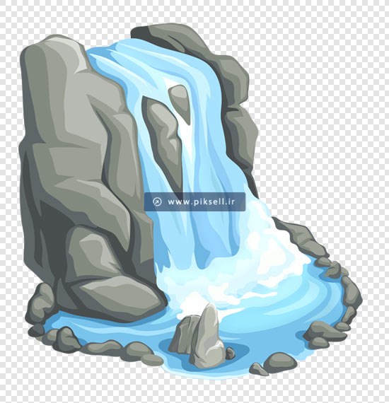 تصویر دوربری شده با طرح صخره و آبشار مناسب برای طراحی صحنه بازی