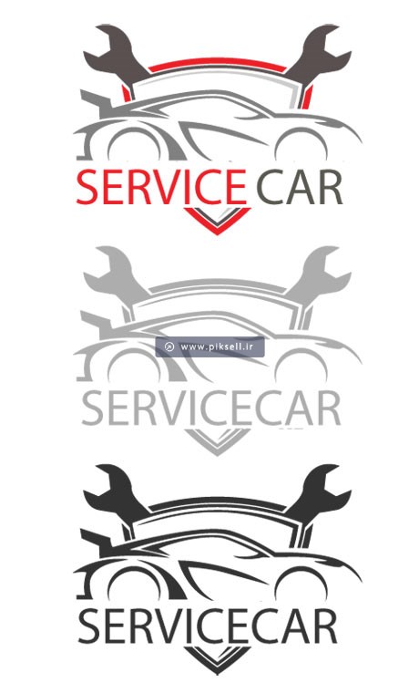 وکتور لوگو با طرح آچار و ماشین و مفهوم service car
