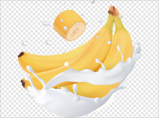 فایل دوربری شده و ترانسپرنت موز در شیر با پسوند png