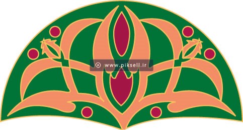 طرح نیم دایره ای تذهیبی بصورت وکتور لایه باز