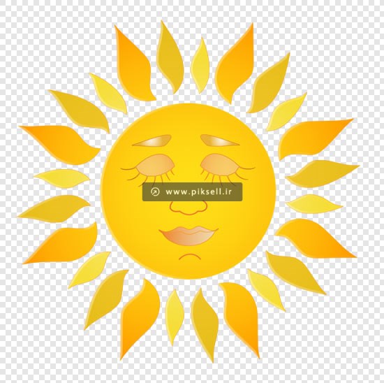 تصویر دوربری شده خورشید تابان بصورت کارتونی با فرمت png