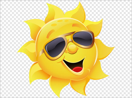 فایل png کاراکتر خورشید زرد با عینک آفتابی