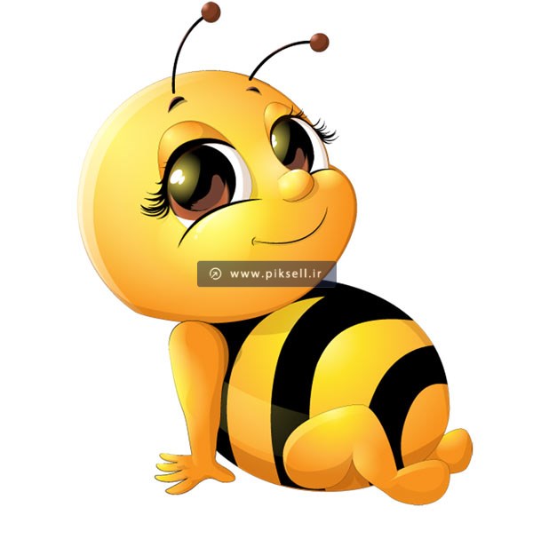وکتور کاراکتر کارتونی زنبور زرد در حالت نشسته