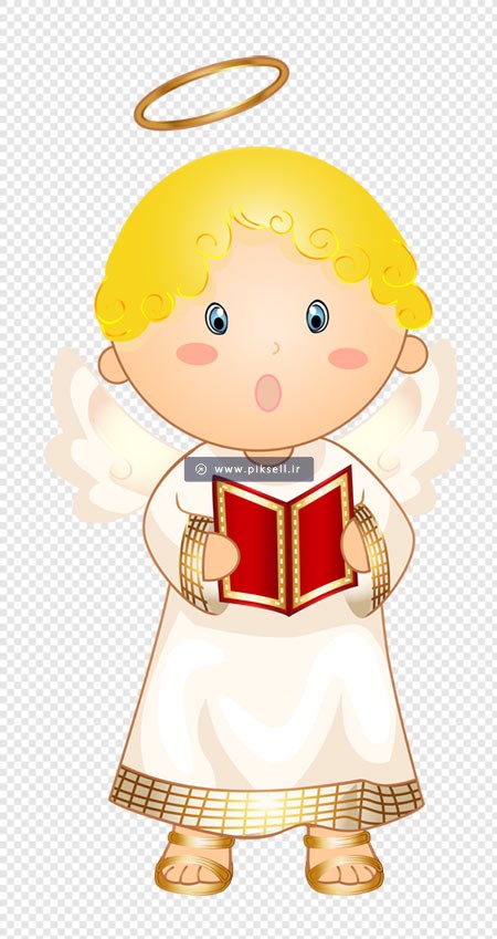 دانلود فایل png  فرشته کوچولو در حال خواندن کتاب مقدس