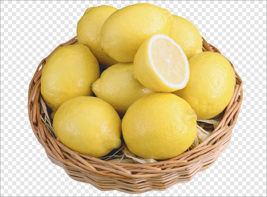 فایل png سبد حصیری با لیموهای ترش بصورت ترانسپرنت