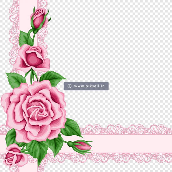 فایل دوربری شده گل تزئینی صورتی گوشه ای با پسوند png