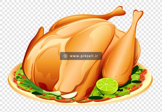 دانلود فایل png مرغ سوخاری در بشقاب با دورچین
