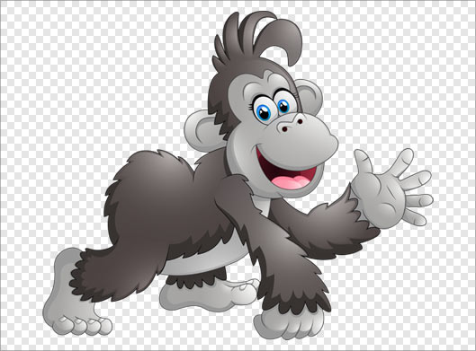 فایل png کاراکتر کارتونی میمون خاکستری بصورت ترانسپرنت