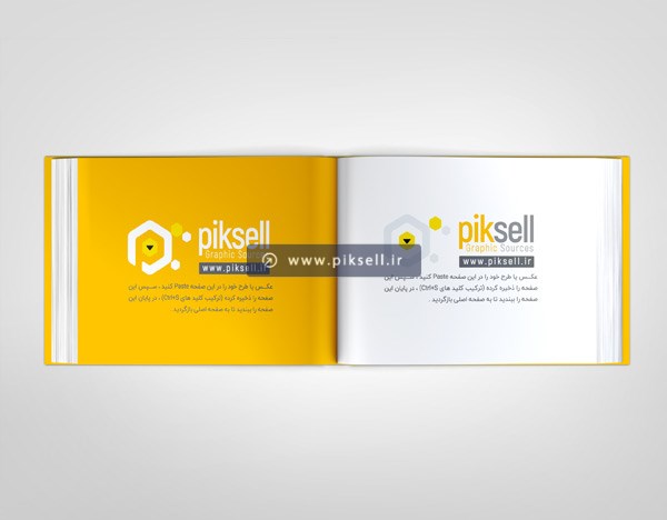 دانلود موکاپ (Mockup) صفحات داخلی یک کتاب باز شده (کتاب با صفحات افقی)