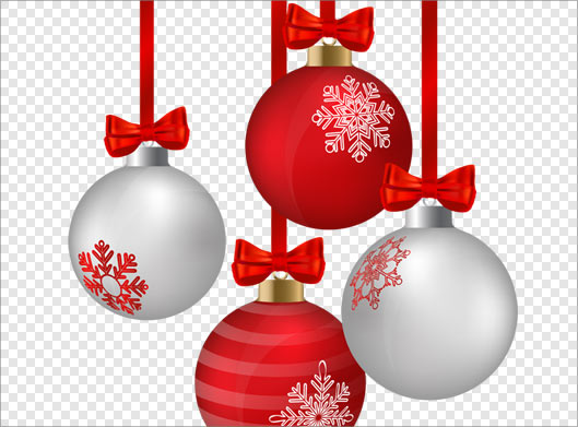 فایل png گوی های تزئینی قرمز و نقره ای