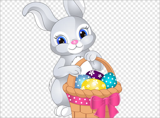 فایل دوربری شده خرگوش و سبد تخم مرغ بصورت کارتونی