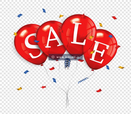 فایل دوربری شده بادکنک های قرمز با مفهوم فروش و sale