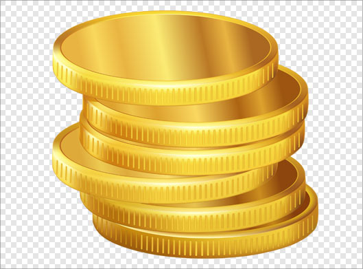 تصویر دوربری شده سکه های طلایی با فرمت png