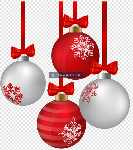 فایل png گوی های تزئینی قرمز و نقره ای