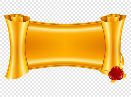 فایل png دوربری شده طومار طلایی زرد رنگ