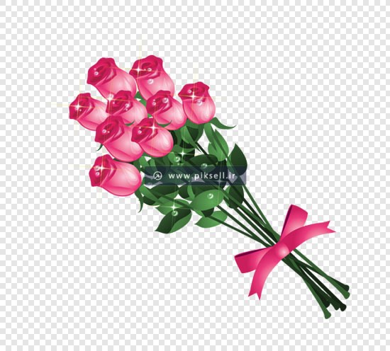 دانلود فایل png دسته گل رزهای صورتی بصورت گرافیکی